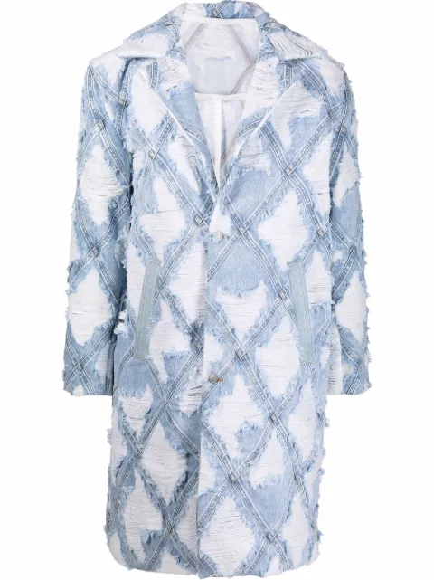Diesel distressed-denim patchwork coat Blue A0602009D39