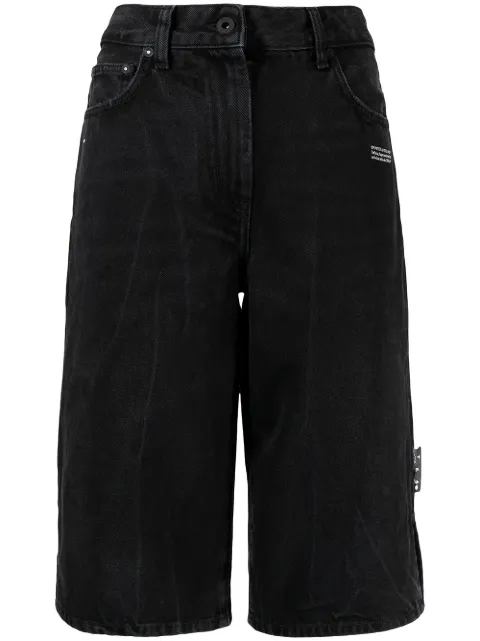 Off-White logo-print knee-length shorts Black OWYC005F21DEN0021000