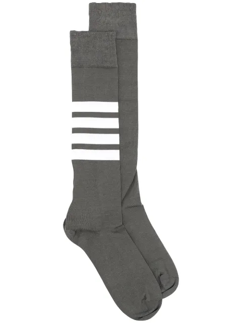 Thom Browne lightweight cotton 4-Bar over-the-calf socks Grey FAS026B01690