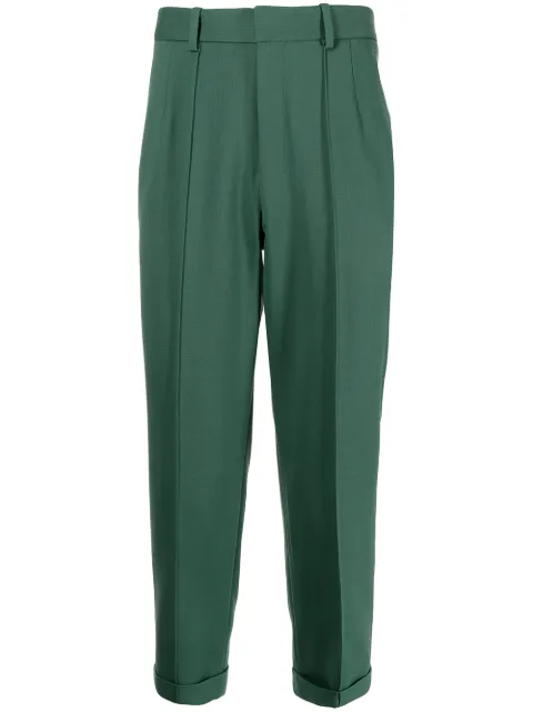SHIATZY CHEN pressed-crease wool tailored trousers Green 611153