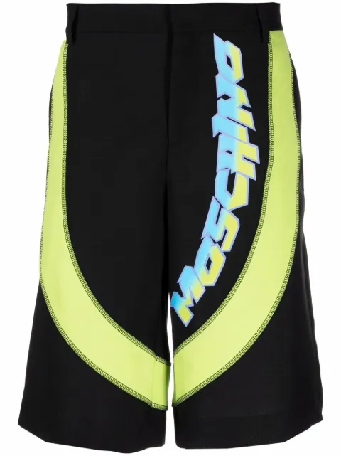Moschino logo-print tailored shorts Black A03072034