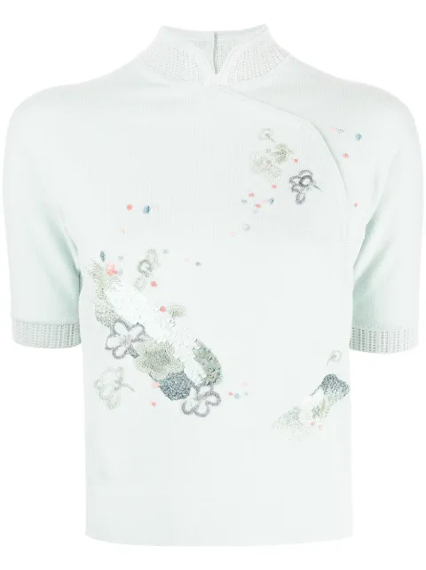 SHIATZY CHEN mandarin collar top Green 619138