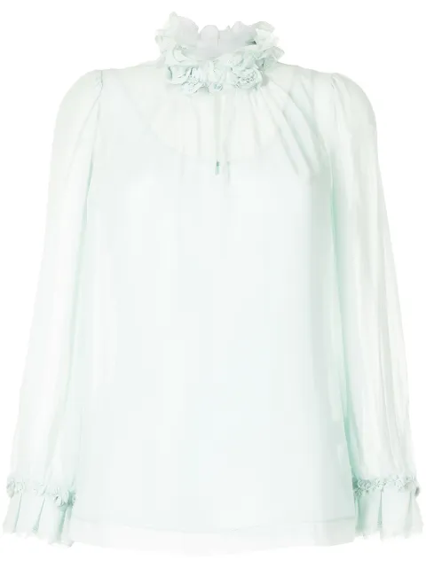 SHIATZY CHEN frilled long-sleeve blouse Blue 615821