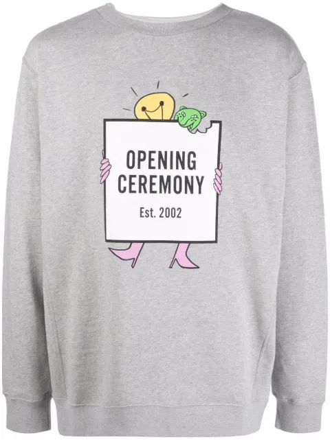 Opening Ceremony lightbulb box-logo print hoodie Grey YMBB001F21FLE0011005