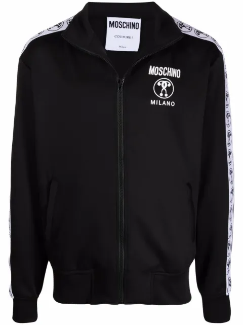 Moschino logo-striped zipped jumper Black J17052029