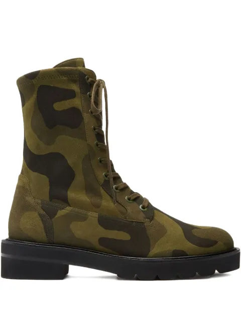 Stuart Weitzman Ande Liftie lace-up combat boots Green S6078CMSHNT