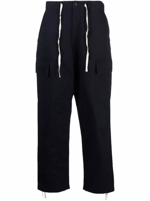 Universal Works drawstring straight-leg trousers Blue 25149