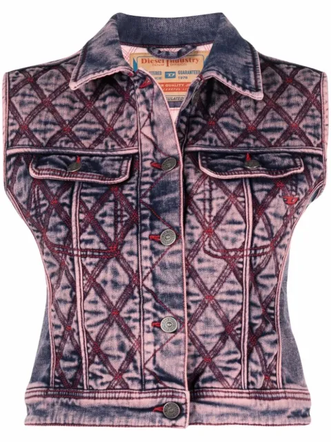 Diesel contrast-stitching cropped vest Pink A056330ELAQ