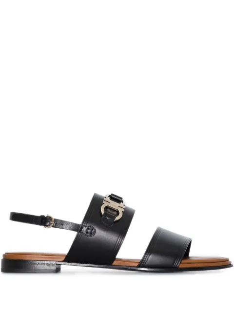 Ferragamo Gancini-plaque leather sandals Black 751076