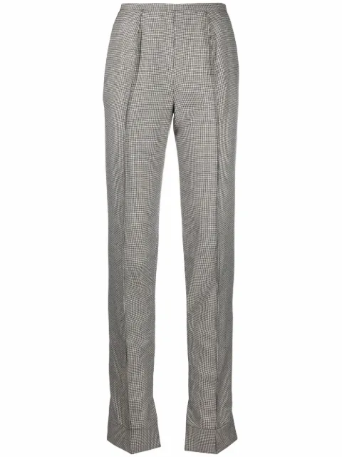 Gianfranco Ferré Pre-Owned 1990s houndstooth-pattern high-waisted trousers Black GIFE250WB