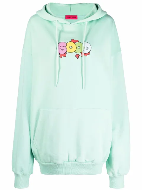 IRENEISGOOD oversized logo-print hoodie Green IGHO015