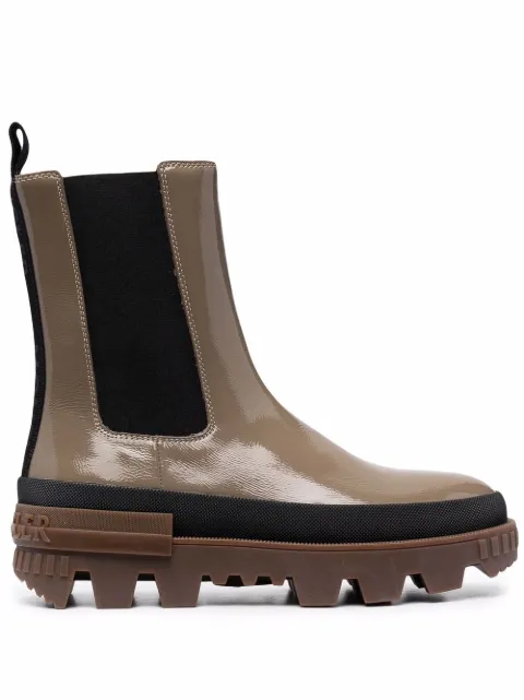 Moncler elasticated-panels leather boots Neutrals G209B4F7140002SWR