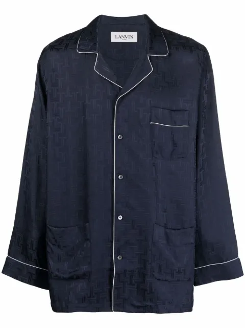 Lanvin logo-print pajama shirt Blue RMSI00565053H21