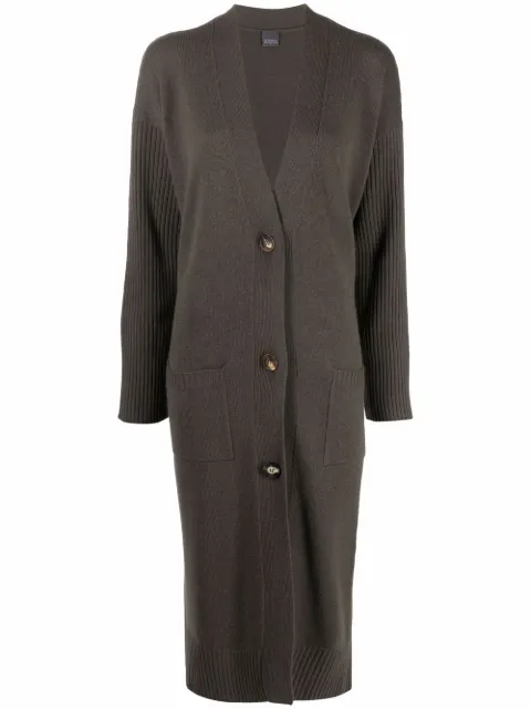 Lorena Antoniazzi ribbed-sleeve cashmere cardi-coat Green I21102CM0021175