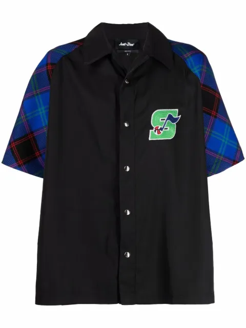 Just Don colour-block short-sleeved shirt Black 31JUSE02218505