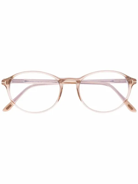 TOM FORD Eyewear tortoiseshell-effect round-frame glasses Brown FT5753B
