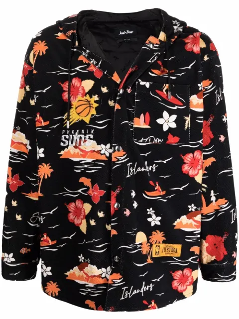 Just Don graphic-print hooded jacket Black 31JUSH02218502