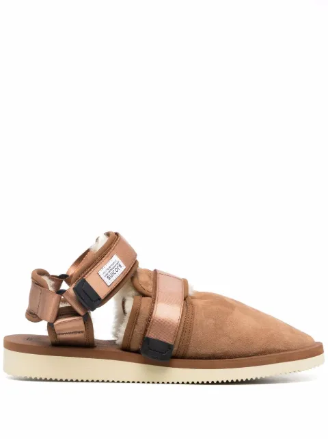 Suicoke shearling-lined closed toe sandals Brown OG061M2ABNOTSM2AB