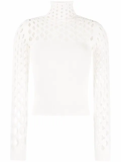 Valentino Garavani open-knit roll-neck top Neutrals BKCC426SN