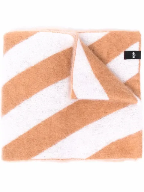 FENDI striped mohair-blend scarf White FXS124AH7H