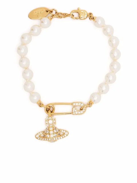 Vivienne Westwood pearl safety-pin orb bracelet White 61030053R233IM