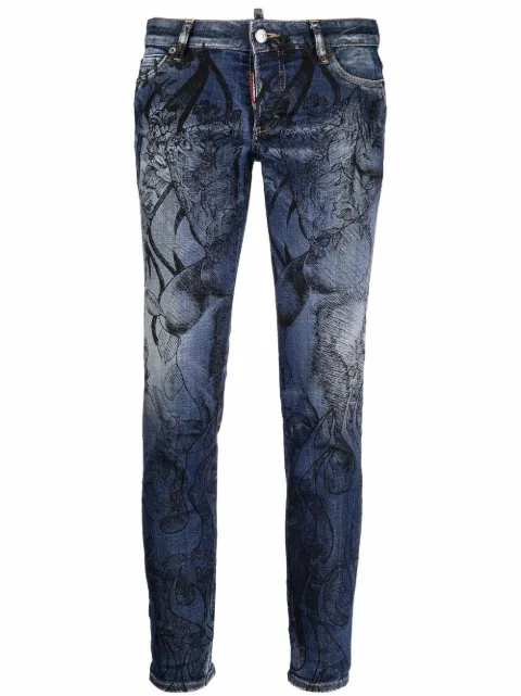 DSQUARED2 floral-print skinny jeans Blue S72LB0489S30664
