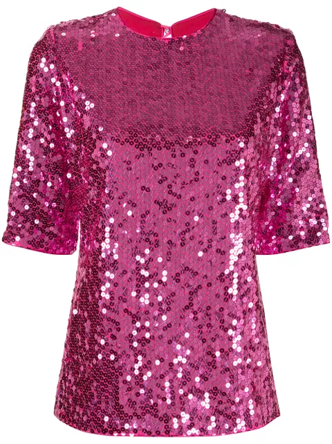 Saint Laurent Pre-Owned 1990s sequinned short-sleeved blouse Pink DPTR0921YSLTOP