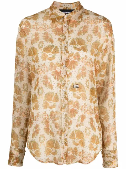 DSQUARED2 woven floral jacquard shirt Yellow S72DL0697S54557
