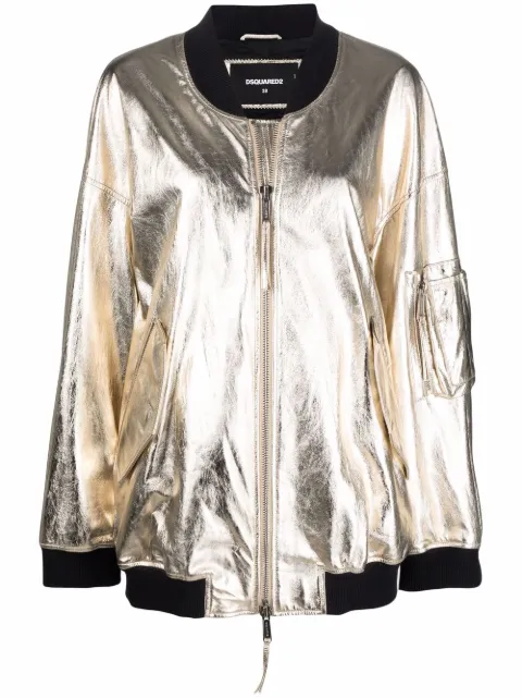 DSQUARED2 oversized metallic bomber jacket Yellow S72AM0947SY1588
