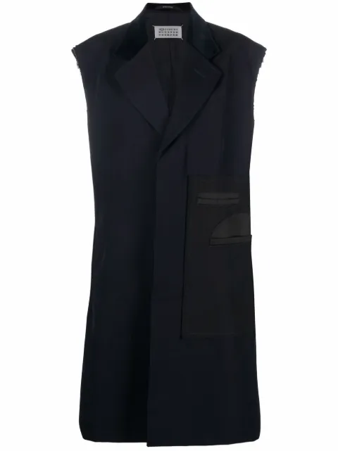 Maison Margiela sleeveless raw-cut coat Blue S51AA0304S54186