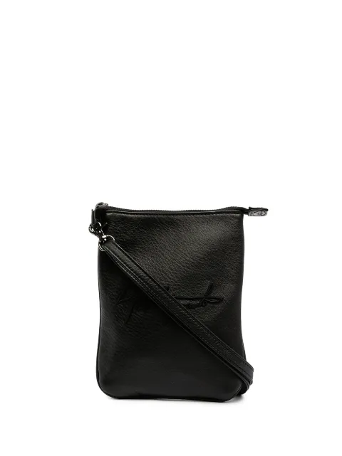 Discord Yohji Yamamoto logo-embroidered leather shoulder bag Black DAI97790BLACK