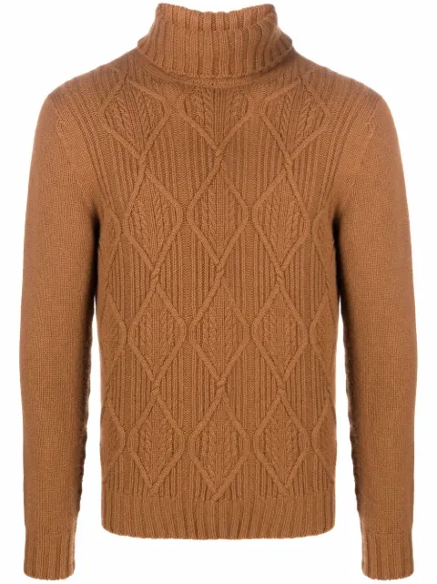 Drumohr chunky turtleneck cashmere jumper Brown D5K104TA