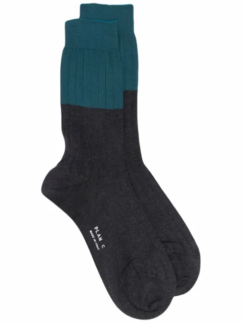 Plan C ribbed cotton socks Blue CZCCC51CG0FC006