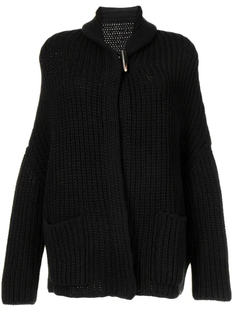 Forme D'expression chunky knit wool-cashmere cardigan Black DM097