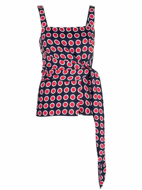 Boutique Moschino polka-dot belted tank top Blue A02221151