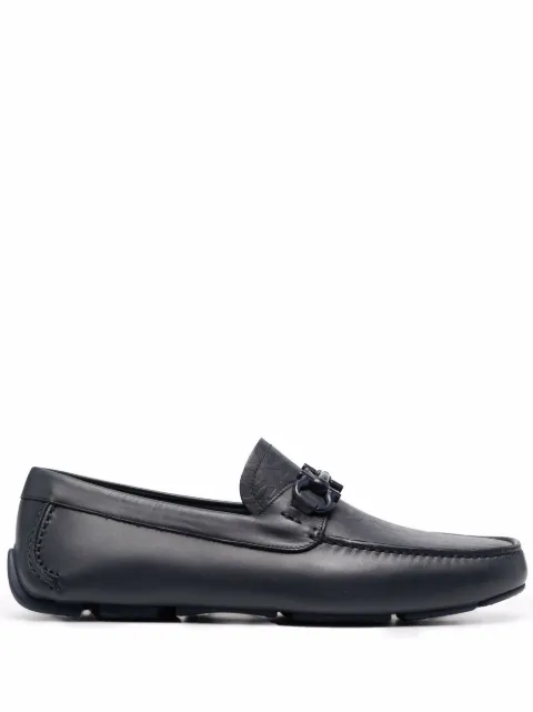 Ferragamo embossed-logo leather loafers Blue 745586
