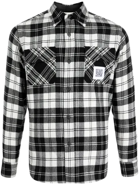 Fumito Ganryu pleated flannel shirt Black Fu6Sh02