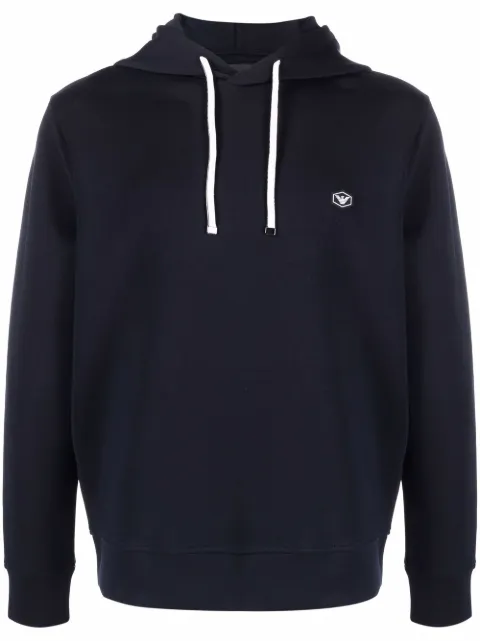 Emporio Armani long-sleeved logo patch hoodie Blue 8N1MD01JHSZ