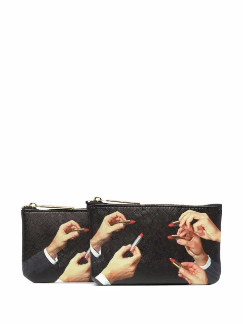 Seletti graphic-print textured wallet Black 0251402524