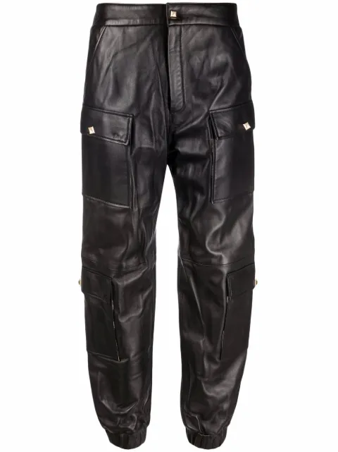 Philipp Plein leather jogging trousers Black SABCWLT0118PLE010N