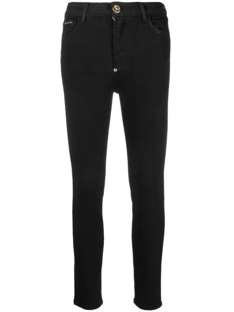 Philipp Plein metallic skull skinny jeans Black SABCWDT1848PDE004N