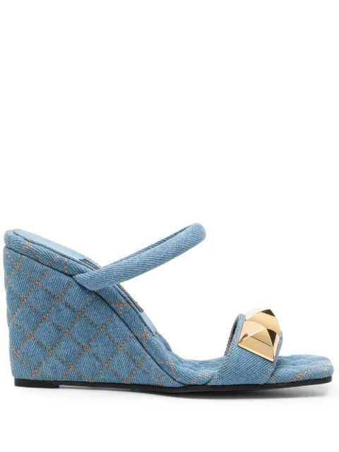 Philipp Plein 110mm stud-detail wedge sandals Blue SABSWSA0482PDE004N