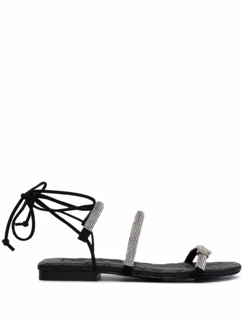 Philipp Plein maltese flat crystal sandals Black SABSWSA0473PTE003N
