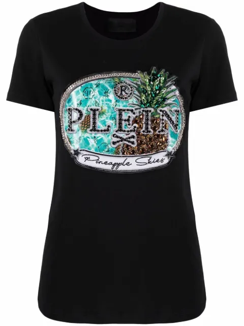Philipp Plein crystal-embellished short-sleeve T-shirt Black SABCWTK2370PJO002N