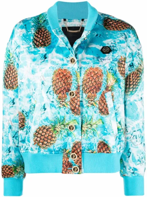 Philipp Plein Pineapple Skies bomber jacket Blue SABCWRB1031PTE003N