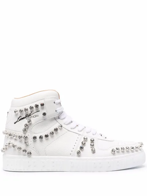 Philipp Plein crystal-studded high-top sneakers White SABSMSC3393PLE010N