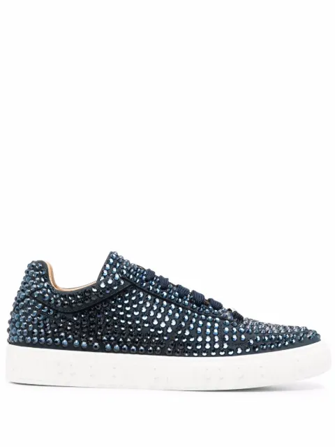 Philipp Plein rhinestone lace-up sneakers Blue SABSMSC3293PLE010N