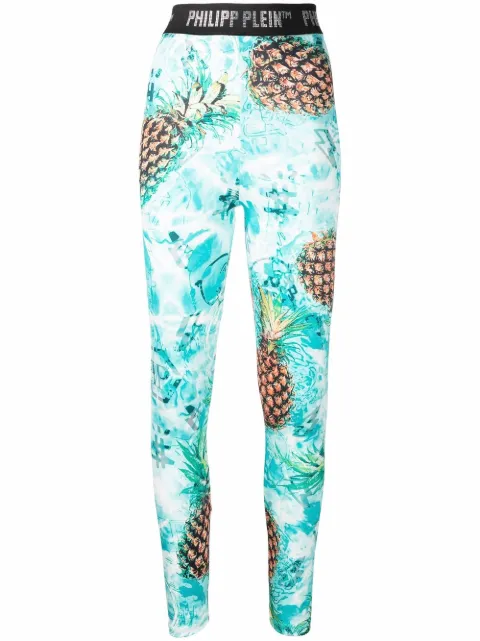 Philipp Plein pineapple skied leggings Green SABCWJT1518PJO002N