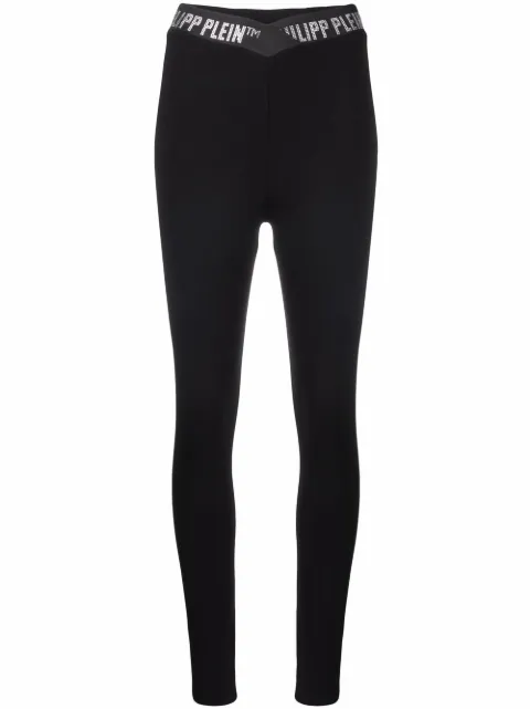 Philipp Plein logo-embellished leggings Black SABCWJT1499PJO002N