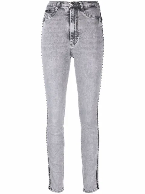 Philipp Plein gemstone high-waist jeggings Grey SABCWDT2040PDE004N